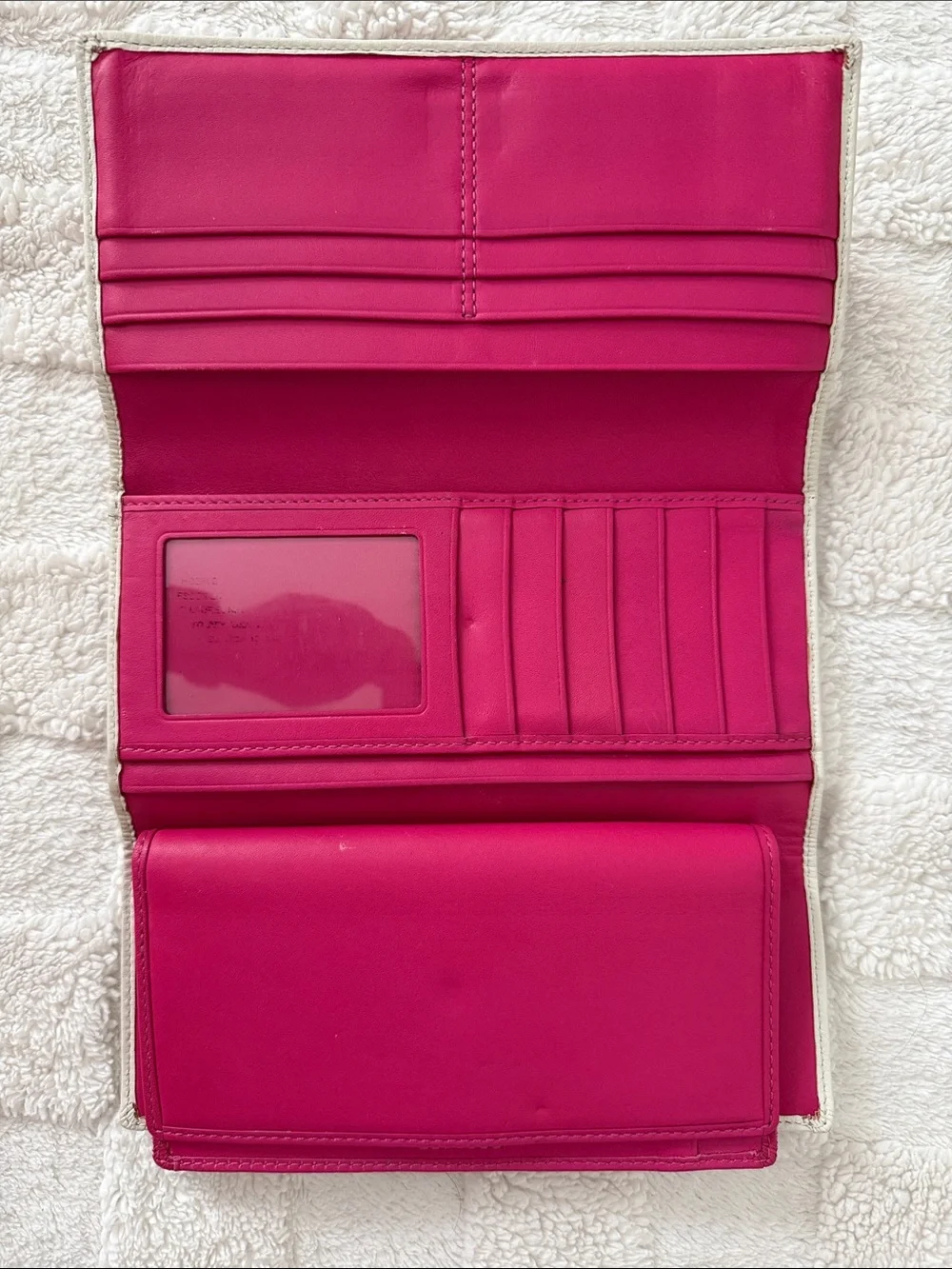 Coach Pink Leather Continental Wallet with Cream Accent